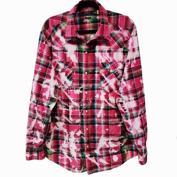 Fear Not Custom Christian Upcycled Plaid Snap Button Wrangler Western Shirt, XL - Picture 3 of 5